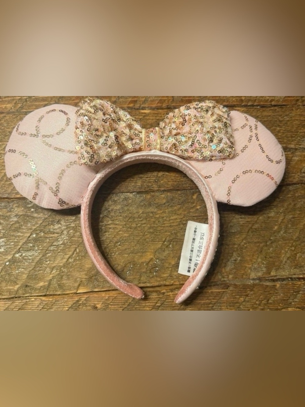 Pink Sequin Bow Mouse Ear Headband